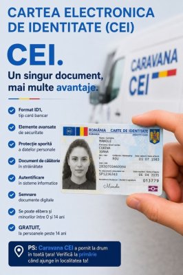 Prima Carte Electronică de Identitate se poate elibera gratuit, până la 30 iunie 