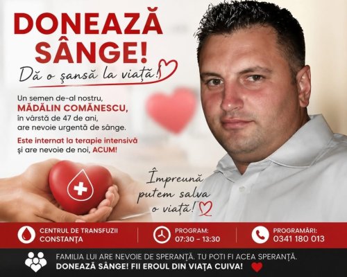Un bărbat de 47 de ani din comuna Cumpăna are nevoie urgentă de sânge!