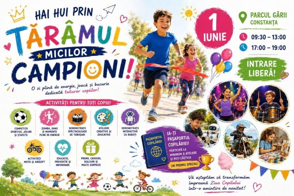 Parcul Gării din Constanța va fi gazda unor activități distractive pentru cei mici, cu ocazia Zilei Copilului! Video