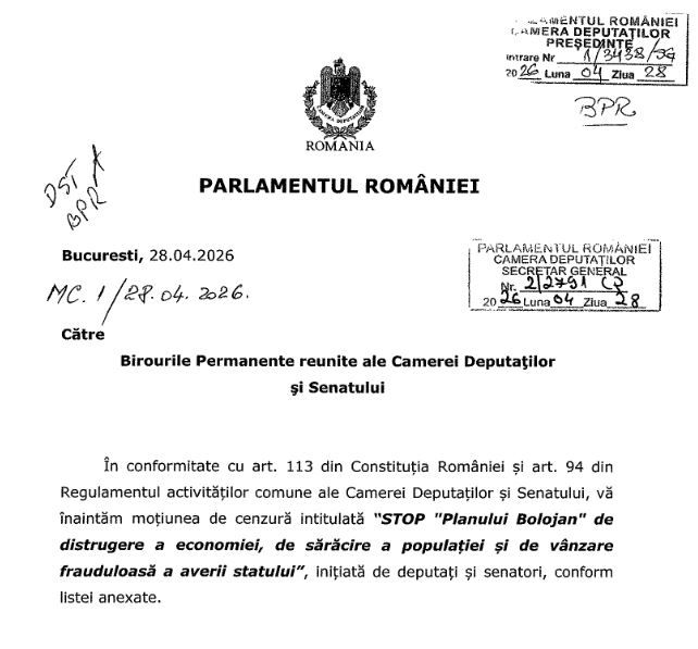 Motiunea de cenzura &bdquo;STOP Planului Bolojan&rdquo; se dezbate si se voteaza marti in Parlament. Negocieri dure pentru fiecare vot
