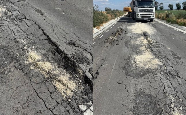 Drumul care se destramă: povestea a 3,3 km de asfalt distrus în comuna Băneasa de firma care a câștigat contractul să-l reabiliteze