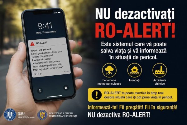 Apel din partea ISU: „Nu dezactivați sistemul RO-ALERT”!