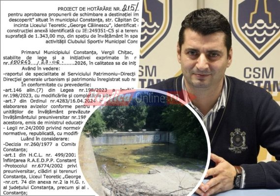 Vești bune pentru constănțeni: Ruina din curtea Liceului „Călinescu“ devine bazin modern de înot! Video