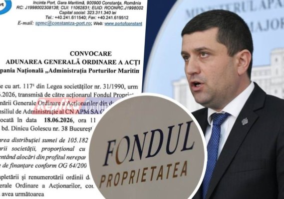 Ministrul Transporturilor a anulat ședința AGA a CN a Portului Constanța... când a auzit că Fondul Proprietatea cere 20 de mil. de euro din rezervele companiei