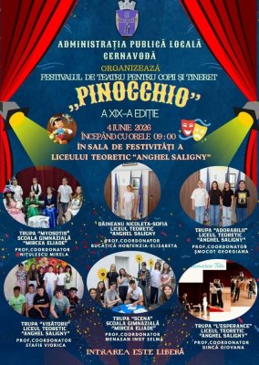 Primăria Cernavodă organizează festivalul de Teatru pentru Copii și Tineret ”Pinocchio” 