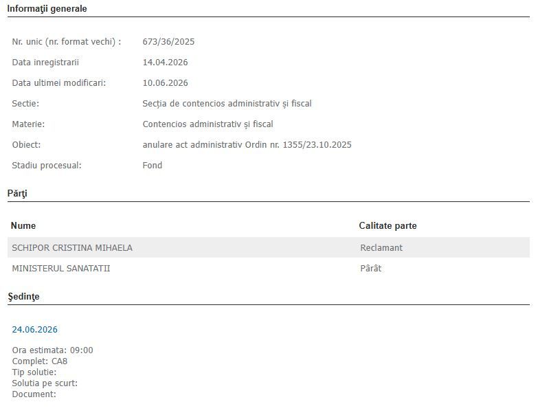 Magistratii decid astazi daca anuleaza ordinul prin care Cristina Schipor a fost demisa din fruntea DSP Constanta