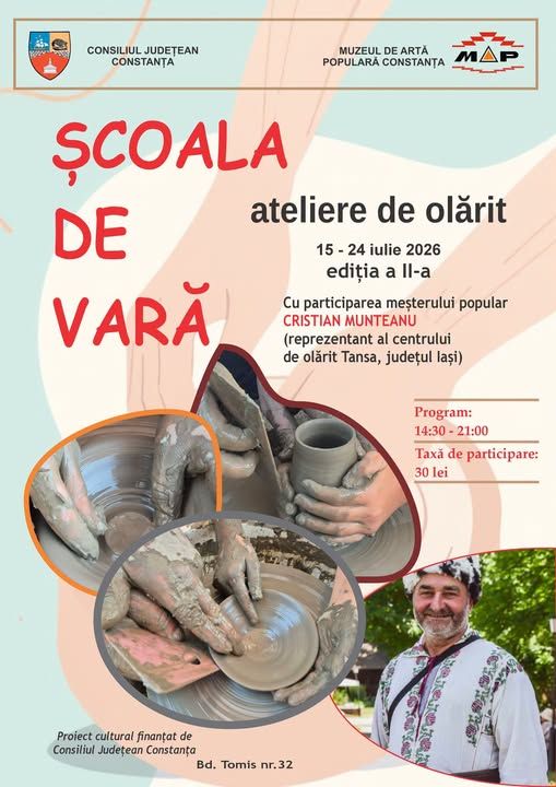 Muzeul de Arta Populara din Constanta lanseaza cea de-a doua editie a „scolii de vara - ateliere de olarit„ Muzeul de Arta Populara din Constanta lanseaza cea de-a doua editie a „scolii de vara - ateliere de olarit„