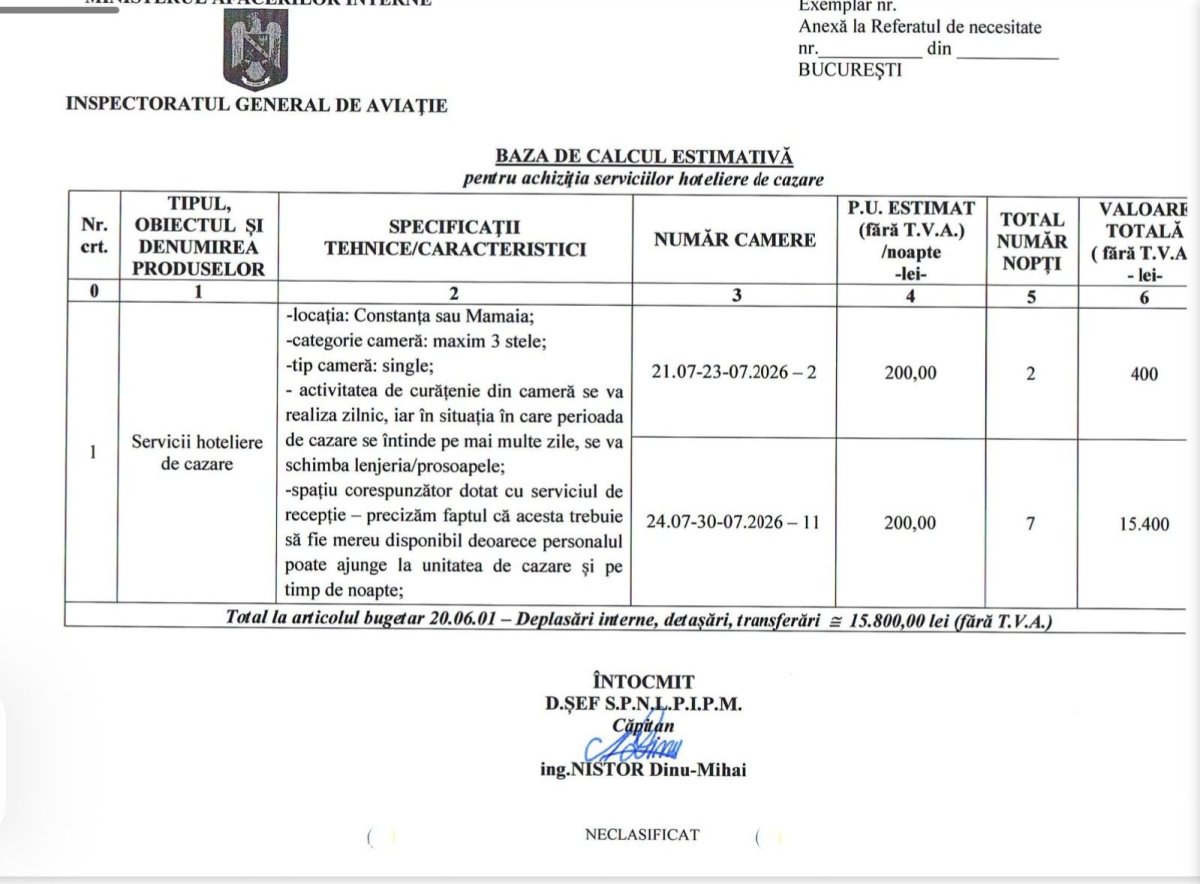 Inspectoratul General de Aviatie isi cazeaza oamenii de pe elicopterele SMURD pe litoral, la hoteluri de 3 stele Inspectoratul General de Aviatie isi cazeaza oamenii de pe elicopterele SMURD pe litoral, la hoteluri de 3 stele