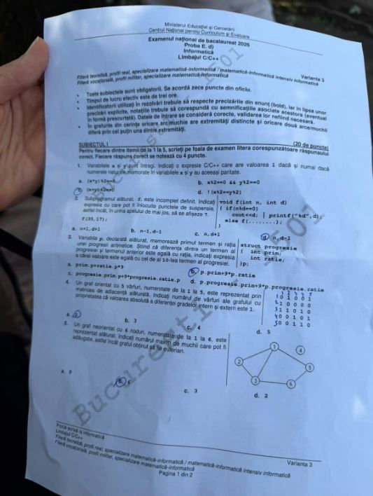Bacalaureat 2026. Ce subiecte au fost la proba la alegere a profilului