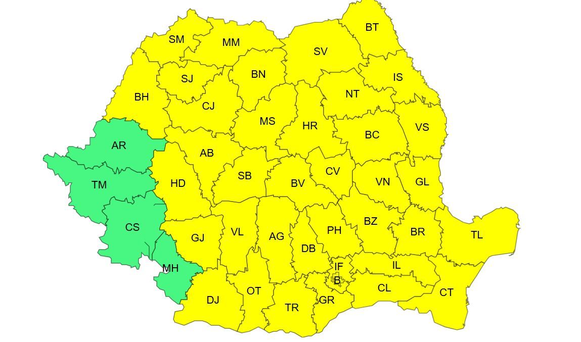 ANM a emis doua Coduri galbene de intensificari ale vantului si instabilitate atmosferica, in Dobrogea