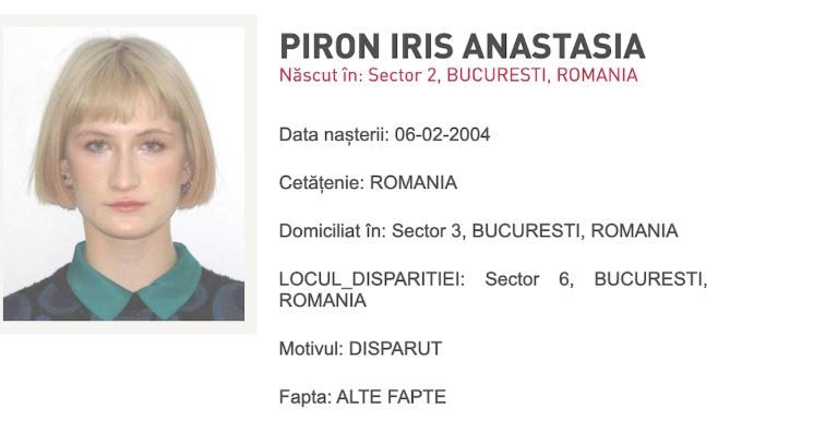 O tanara de 22 de ani data disparuta in Bucuresti a fost gasita moarta