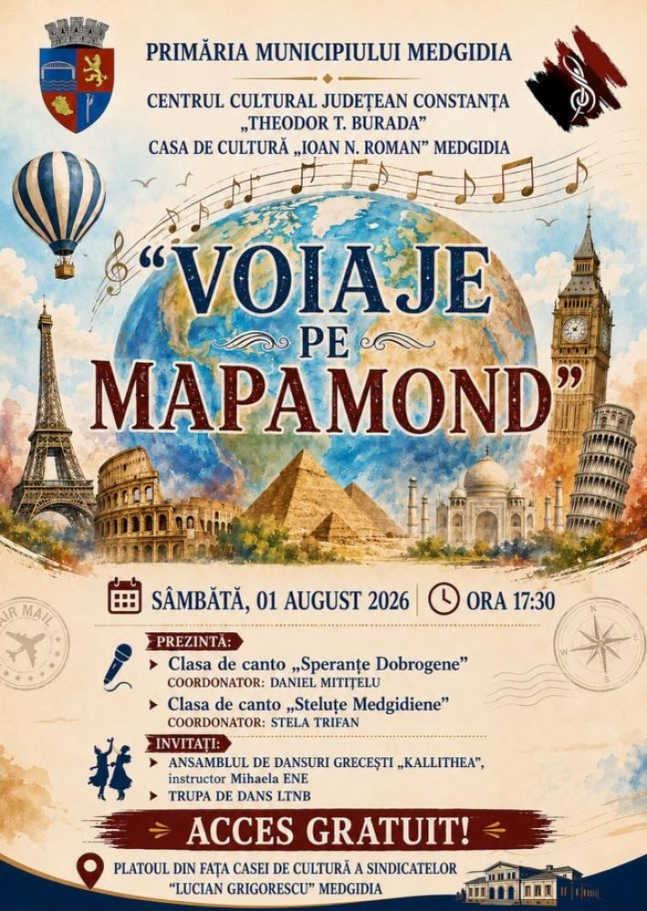 Primaria Medgidia va invita la &bdquo;Voiaje pe Mapamond&bdquo;, un spectacol plin de culoare si veselie