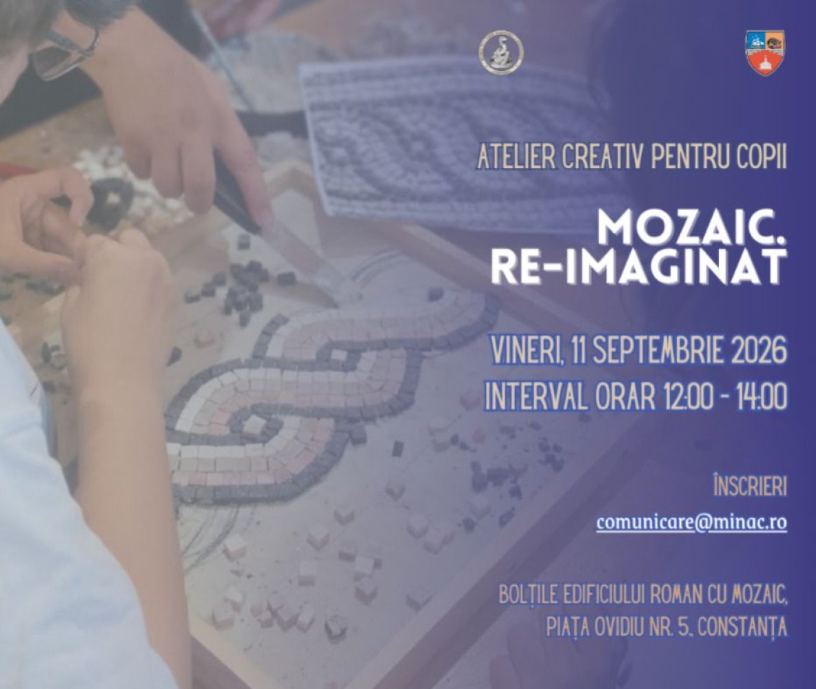 Atelier pentru copii &bdquo;Mozaic. Re-imaginat&rdquo; in boltile Edificiului Roman cu Mozaic