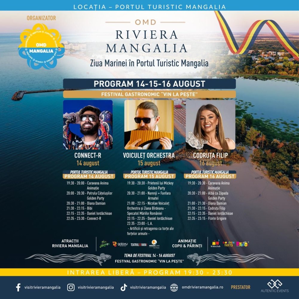 Cei mai mari artisti ai momentului invadeaza Riviera Mangalia de Ziua Marinei