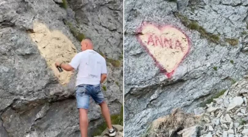 Barbatul care a revoltat internetul, dupa ce a desenat o inima pe o stanca din Transfagarasan, a fost gasit