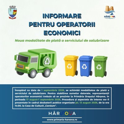 Primăria Hârșova, anunț despre serviciile de salubrizare