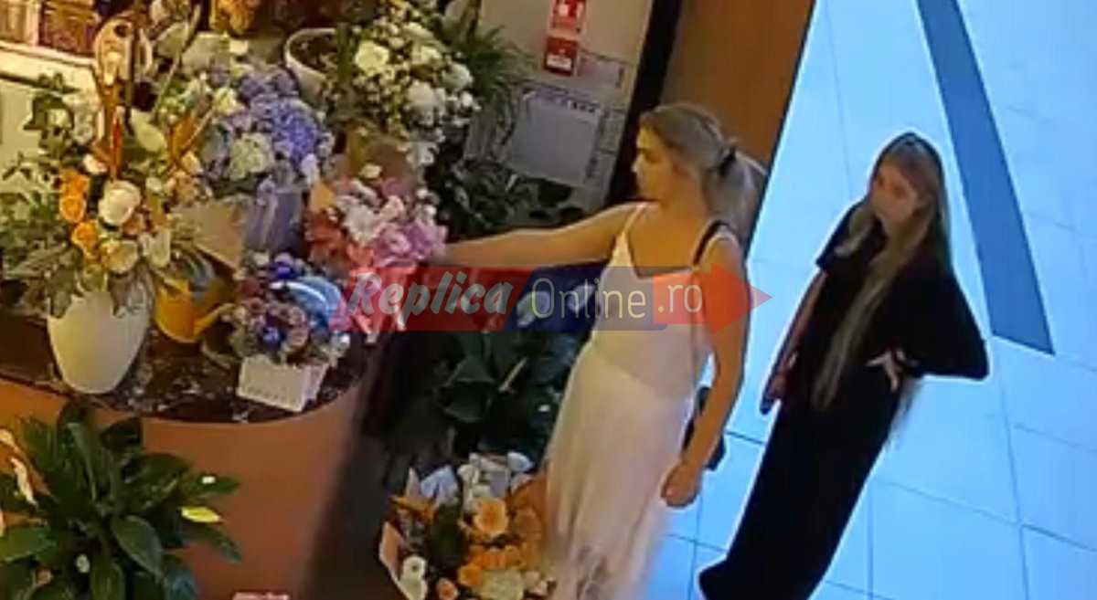 Furt la floraria Sibloom! Doua domnisoare au admirat florile, au ales aranjamentul si au plecat cu el fara sa plateasca. Video