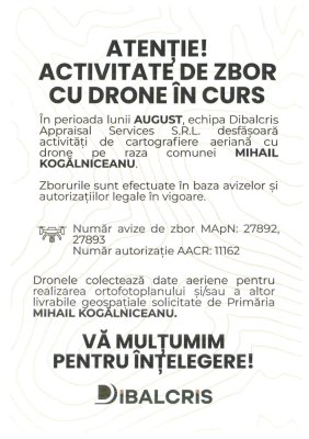 Primăria Mihail Kogălniceanu, anunț pentru cetățenii comunei