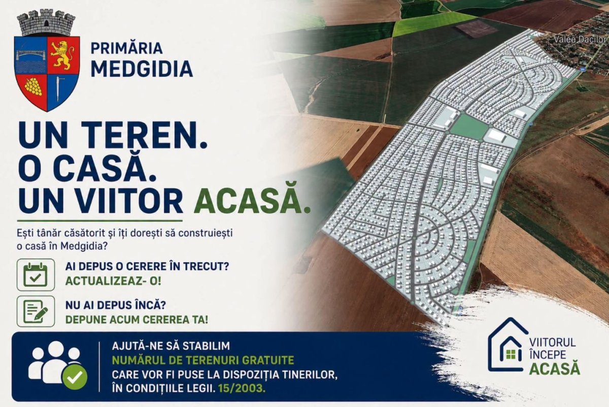 Primaria Municipiului Medgidia sprijina tinerele familii sa isi construiasca prima casa
