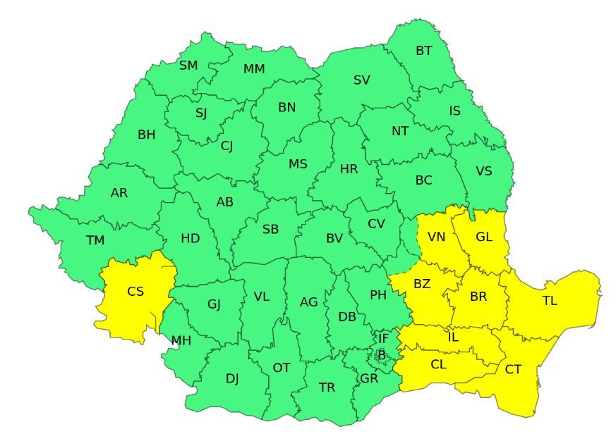 Atentionare meteorologica de vant puternic in Dobrogea si in alte judete