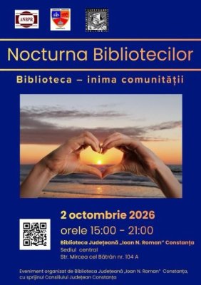 Biblioteca Județeană Ioan N. Roman Constanța organizează Nocturna Bibliotecilor pe 2 octombrie 2026