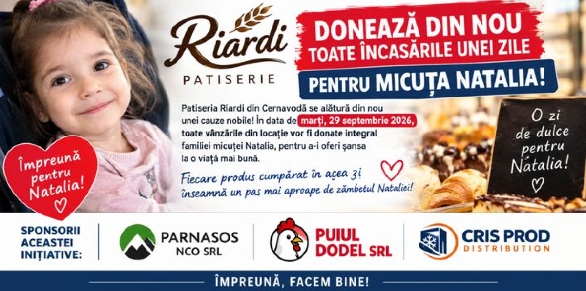 Mobilizare pentru Natalia. Comunitatea din Cernavoda face scut in fata cancerului, donand pentru o cauza nobila Mobilizare pentru Natalia. Comunitatea din Cernavoda face scut in fata cancerului, donand pentru o cauza nobila