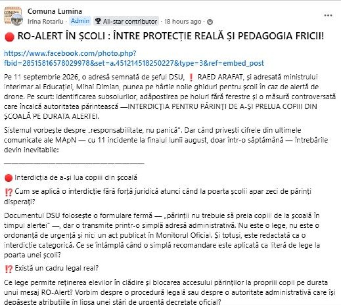 Fenomenul drona schimba si regulile din scoli. Departamentul pentru Situatii de Urgenta incepe pregatirea copiilor pentru alarmele de atac cu drone Fenomenul drona schimba si regulile din scoli. Departamentul pentru Situatii de Urgenta incepe pregatirea copiilor pentru alarmele de atac cu drone