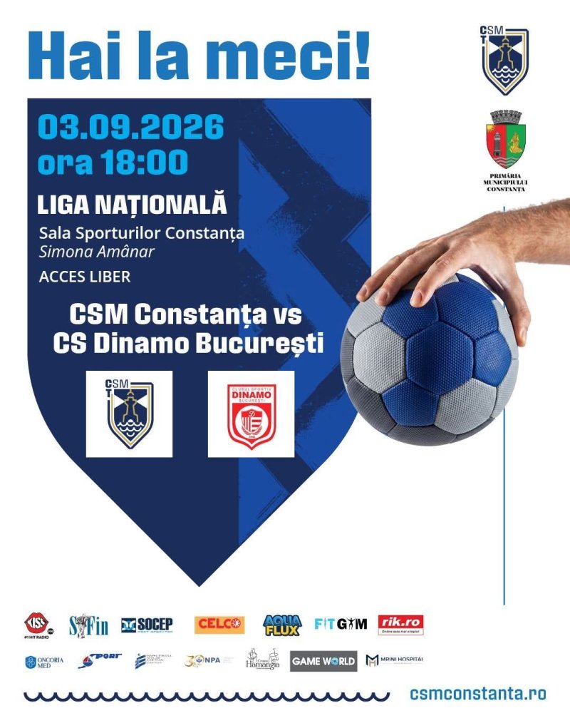 Primul meci al Ligii Zimbrilor la handbal masculin din acest an se va tine intre CSM Constanta si Dinamo Primul meci al Ligii Zimbrilor la handbal masculin din acest an se va tine intre CSM Constanta si Dinamo