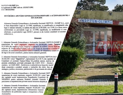 A fost respinsă transformarea SC Neptun Olimp SA în agenție imobiliară din societate hotelieră. Mai multe milioane de euro s-ar fi evaporat