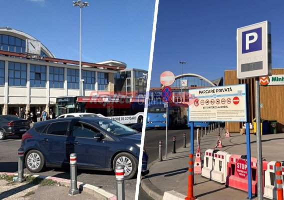 Cine rezolvă haosul de la Gara Constanța? Șoferii blochează traficul pe avarii, deși au 30 de minute gratuite în parcarea publică. Video