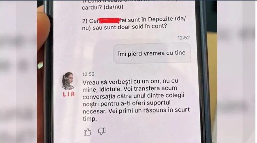 Un roman a fost insultat de Chatbot-ul bancii Libra: „Idiotule” Un roman a fost insultat de Chatbot-ul bancii Libra: „Idiotule”