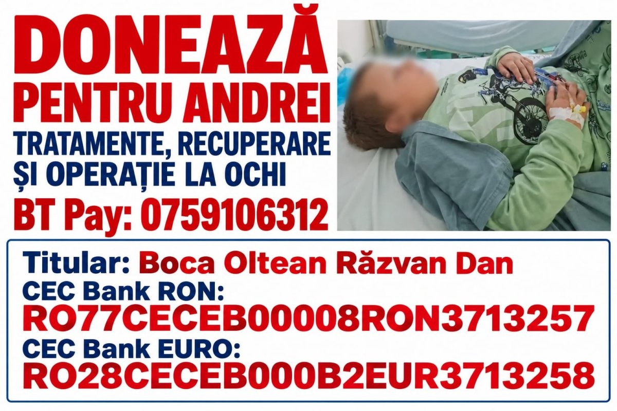 Andrei, un copil din Cluj, lupta sa vada lumea! Are nevoie de bani ca sa se faca bine Andrei, un copil din Cluj, lupta sa vada lumea! Are nevoie de bani ca sa se faca bine