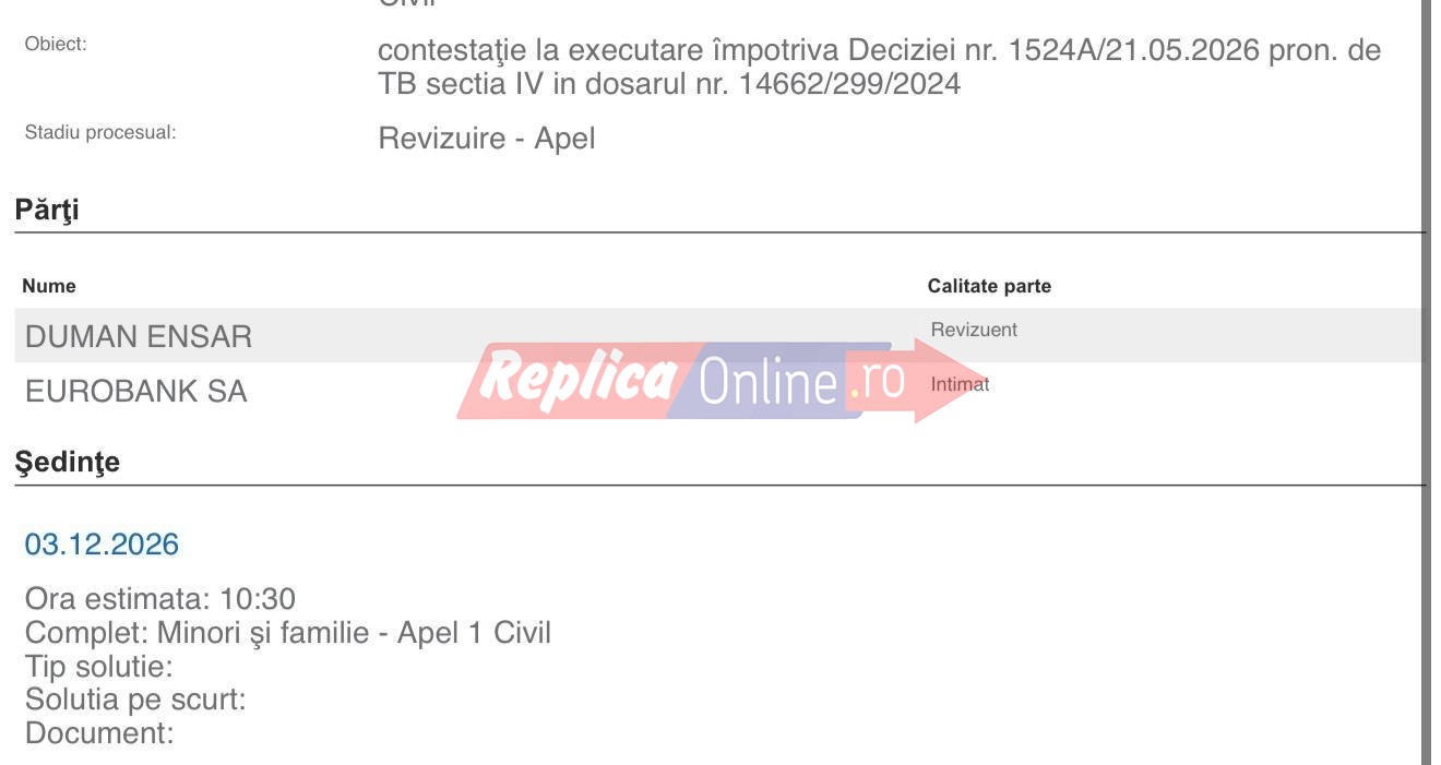 Problemele se tin scai de Ensar Duman. Dupa ce a pierdut apelul definitiv, afaceristul incearca o manevra la tribunal ca sa scape de executare Problemele se tin scai de Ensar Duman. Dupa ce a pierdut apelul definitiv, afaceristul incearca o manevra la tribunal ca sa scape de executare