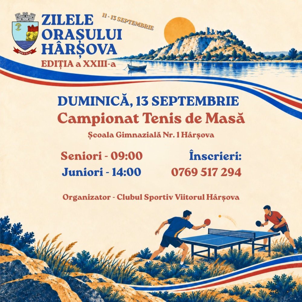 Primaria Harsova organizeaza campionatele de tenis de masa pentru seniori si juniori Primaria Harsova organizeaza campionatele de tenis de masa pentru seniori si juniori