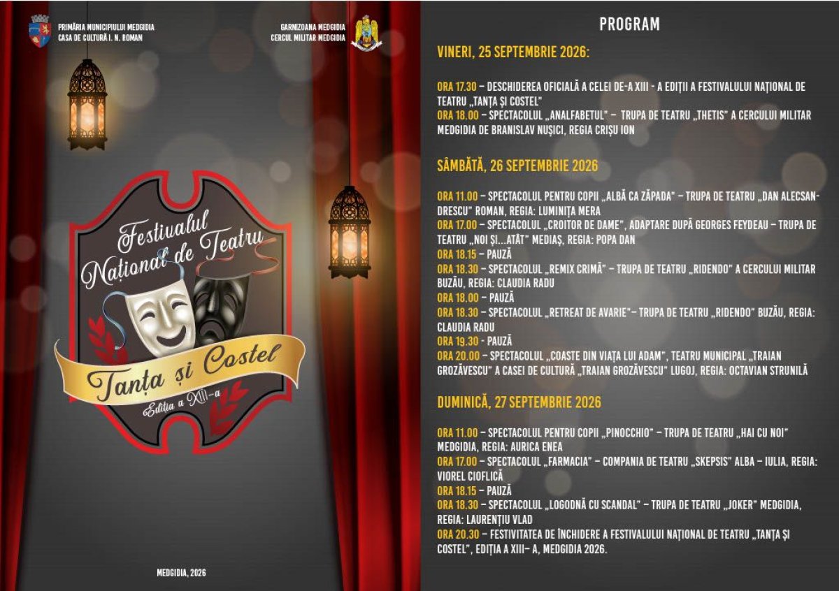 Festivalul de Teatru „Tanta si Costel” va avea loc si in acest an, la Medgidia Festivalul de Teatru „Tanta si Costel” va avea loc si in acest an, la Medgidia