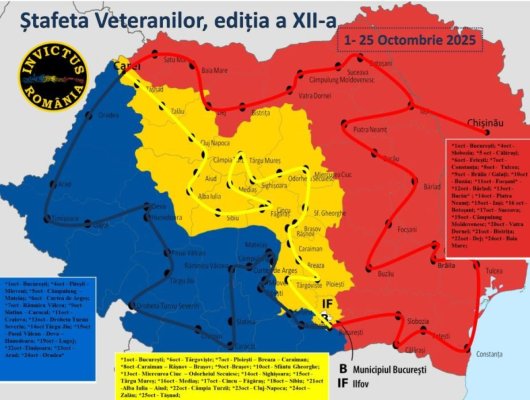 Joi pornește Ștafeta Veteranilor Invictus: Cele trei culori ale drapelului unesc România prin sport și voluntariat