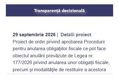ANAF a publicat procedura pentru anularea datoriilor fiscale. Romanii pot trimite propuneri pentru noul proiect de ordin