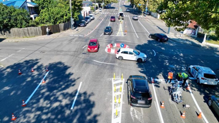 Un sens giratoriu a fost amenajat pe strada Cumpenei