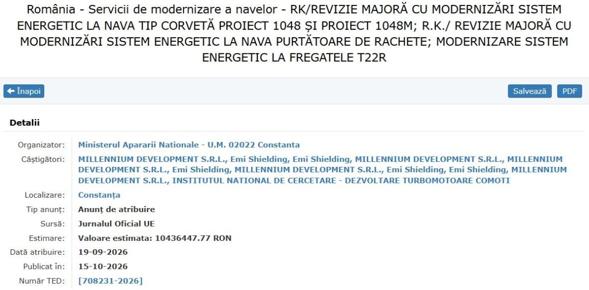 Batalie acerba! Cum imparte MApN contractul de 100 de milioane de lei pentru reparatia Fregatelelor din Portul Constanta si Corvetelelor din Mangalia Batalie acerba! Cum imparte MApN contractul de 100 de milioane de lei pentru reparatia Fregatelelor din Portul Constanta si Corvetelelor din Mangalia