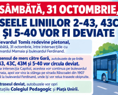 Traseele liniilor 2-43, 43C, 43M și 5-40 vor fi deviate sâmbătă! Bulevardul Tomis redevine pietonal