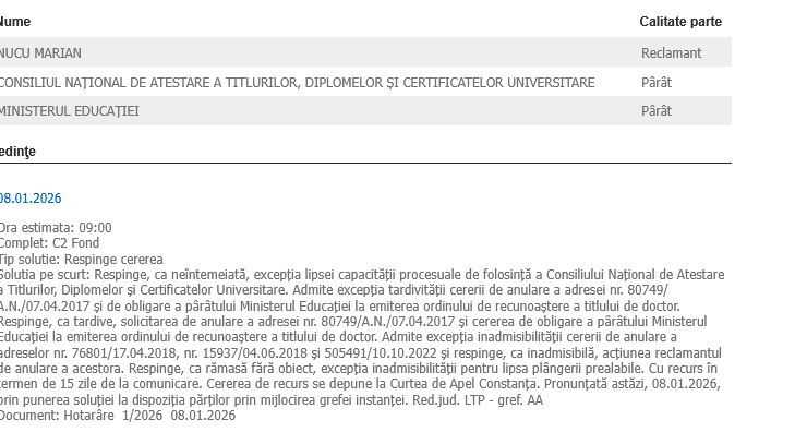 Capcana birocratica in care a picat fostul sef al mascatilor constanteni. Cum a pierdut Marian Nucu titlul de doctor obtinut la Chisinau Capcana birocratica in care a picat fostul sef al mascatilor constanteni. Cum a pierdut Marian Nucu titlul de doctor obtinut la Chisinau