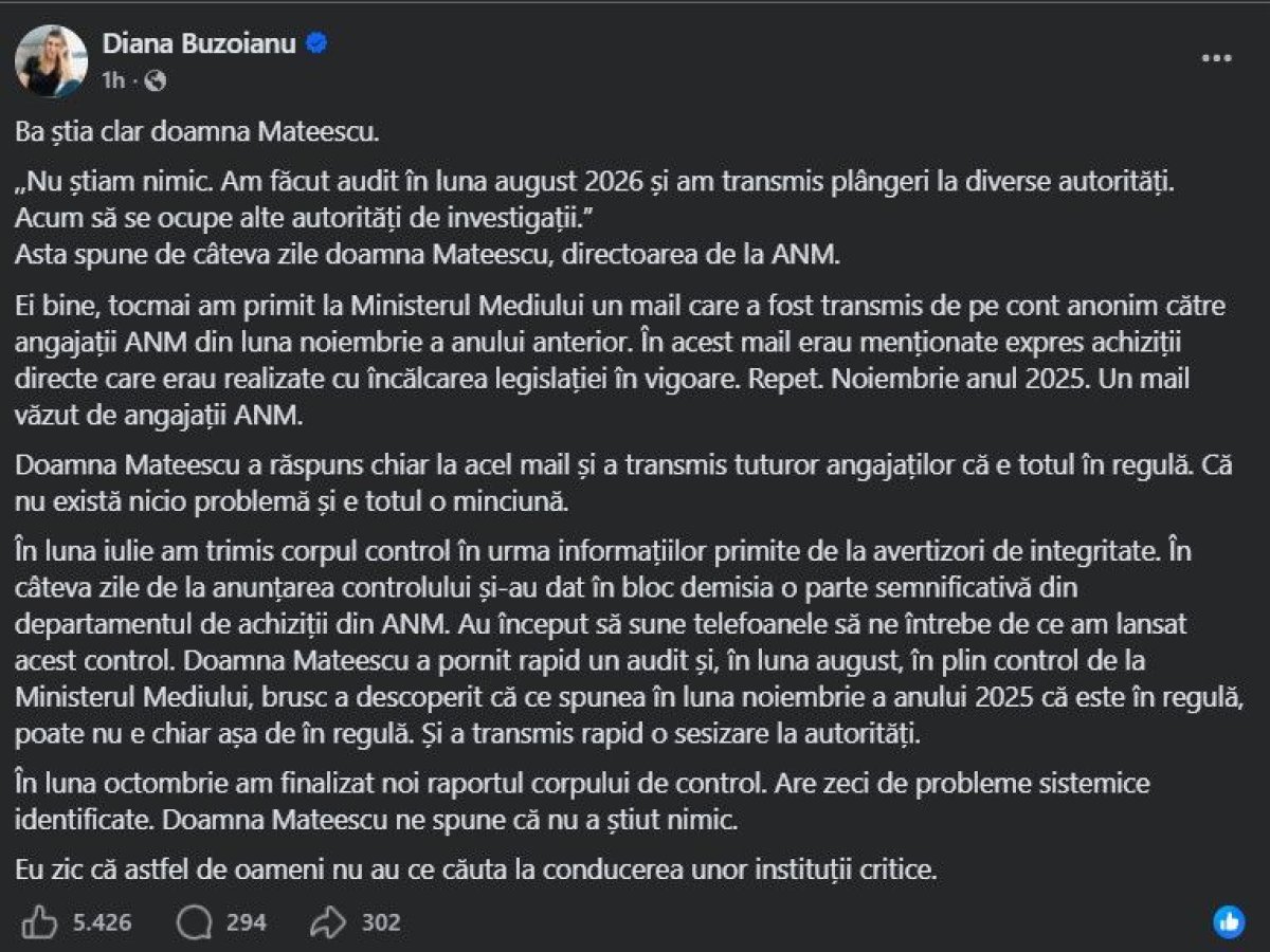 Scandalul sutienelor - Diana Buzoianu o contrazice pe sefa ANM, Elena Mateescu: „Ba stia clar!” Scandalul sutienelor - Diana Buzoianu o contrazice pe sefa ANM, Elena Mateescu: „Ba stia clar!”