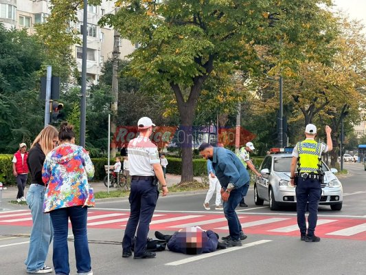Accident rutier grav, în zona Dacia. Un elev a fost lovit de un autoturism pe trecerea de pietoni. Video