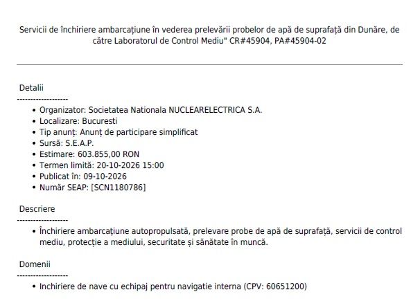 Plimbare cu barca pe Dunare, pe banii nostri! Cat pune la bataie Nuclearelectrica pentru prelevarea probelor de apa Plimbare cu barca pe Dunare, pe banii nostri! Cat pune la bataie Nuclearelectrica pentru prelevarea probelor de apa