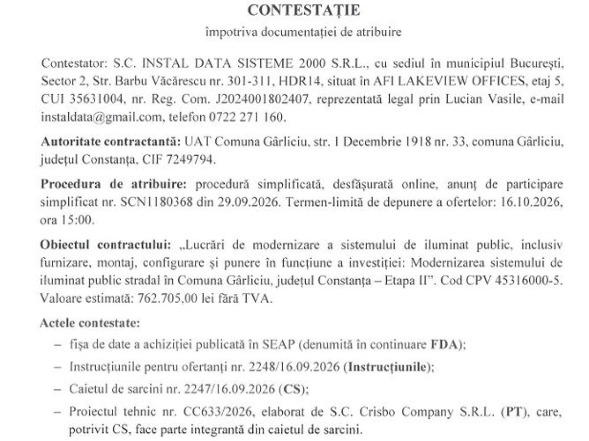 Secretele sistemului „inteligent” de la Garliciu. O firma acuza Primaria ca ascunde detaliile software ale licitatiei Secretele sistemului „inteligent” de la Garliciu. O firma acuza Primaria ca ascunde detaliile software ale licitatiei