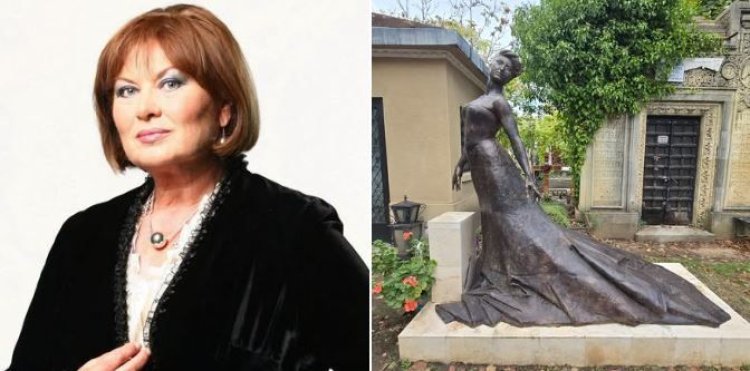 Statuia de la mormântul actriței Florina Cercel a fost refăcută: a luat foc din cauza unei lumânări