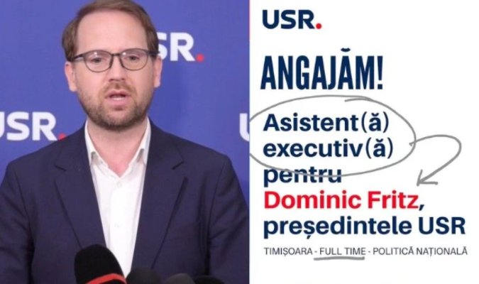 După ce s-a angajat la partid, președintele USR Dominic Fritz își face și cabinet pe banii publici