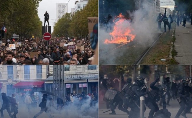 Proteste de amploare în Franța: zeci de mii de oameni au ieșit în stradă. Poliția a folosit gaze lacrimogene