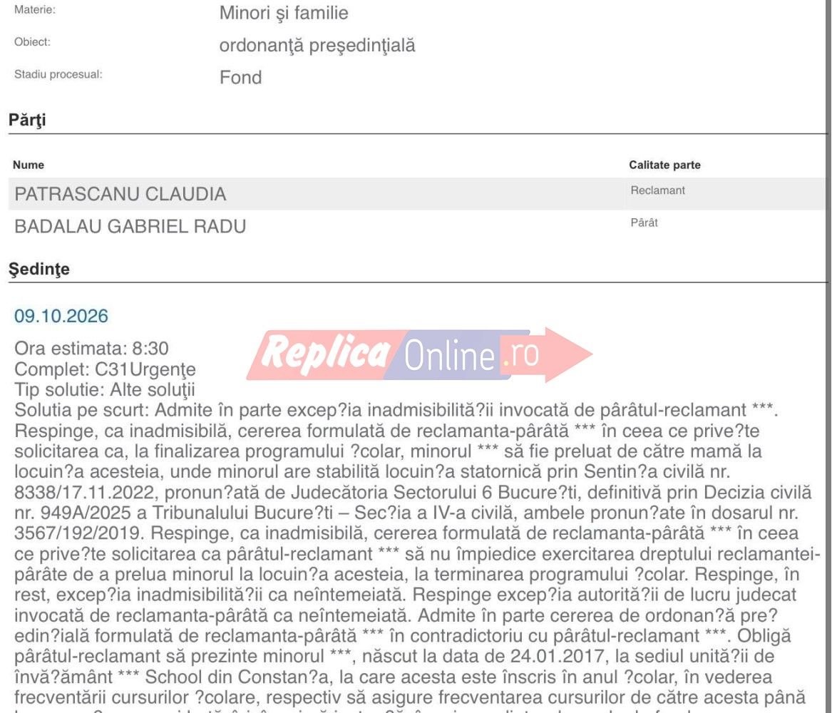 Scandalul cu iz de telenovela continua. Claudia Patrascanu nu-si poate lua copilul de la Gabi Badalau nici dupa hotararea instantei Scandalul cu iz de telenovela continua. Claudia Patrascanu nu-si poate lua copilul de la Gabi Badalau nici dupa hotararea instantei