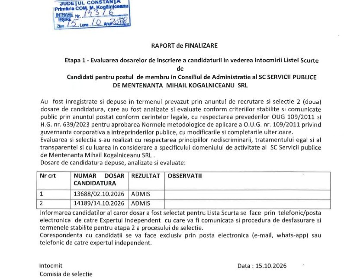 Primaria Mihail Kogalniceanu pune accent pe transparenta si profesionalism. Noi demersuri pentru consolidarea aparatului administrativ